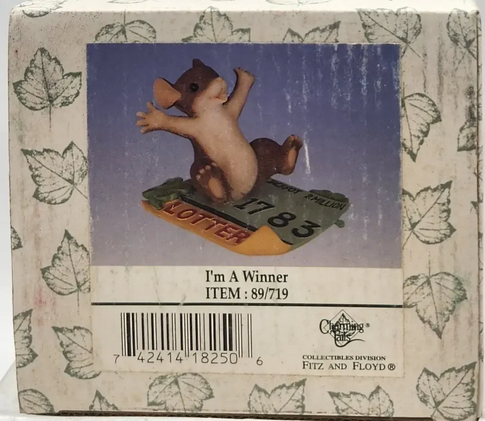 Charming Tails I'M A WINNER Fitz & Floyd 89/719. Jackpot! Lottery Ticket